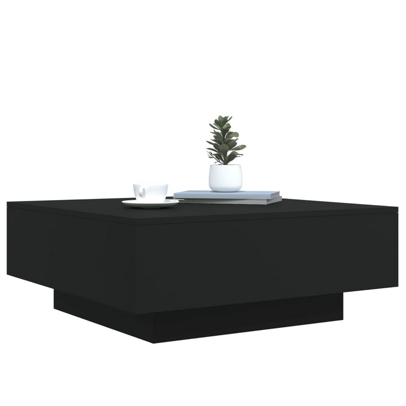 vidaXL Coffee Table with LED Lights Black 31.5"x31.5"x12.2"