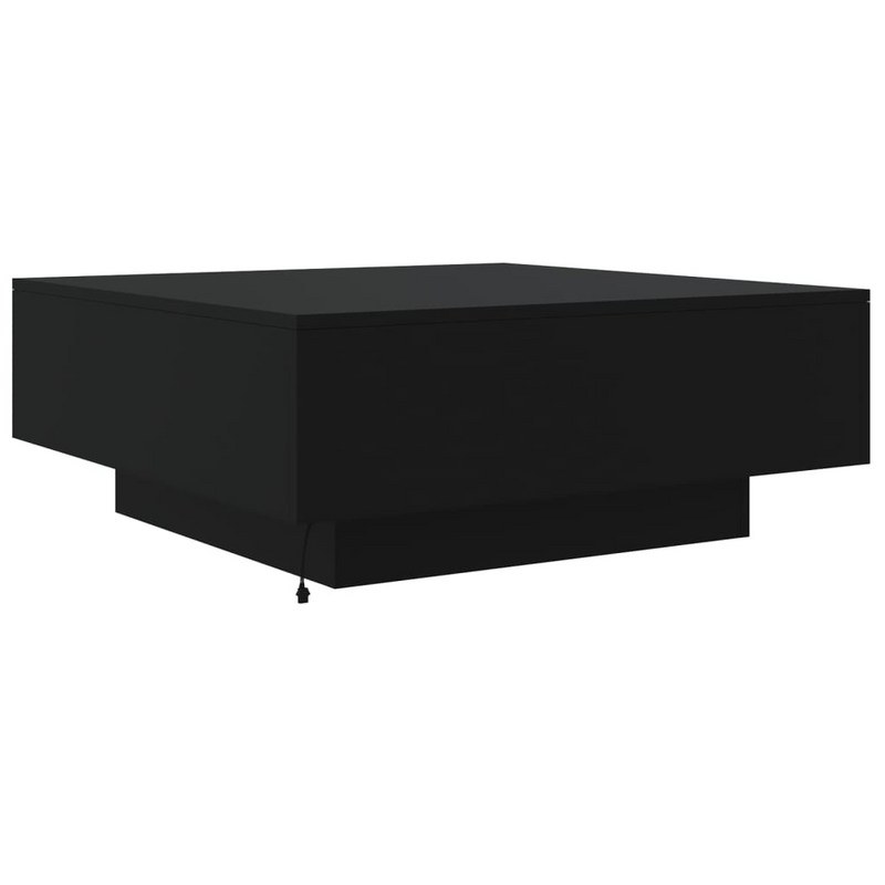 vidaXL Coffee Table with LED Lights Black 31.5"x31.5"x12.2"