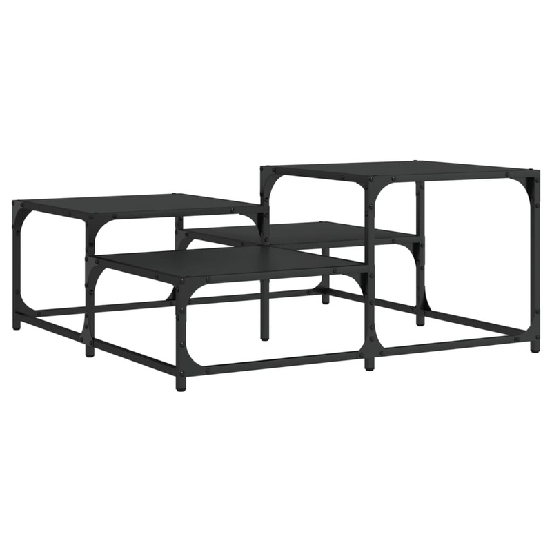 vidaXL Coffee Table Black 34.4"x34.4"x15.7" Engineered Wood