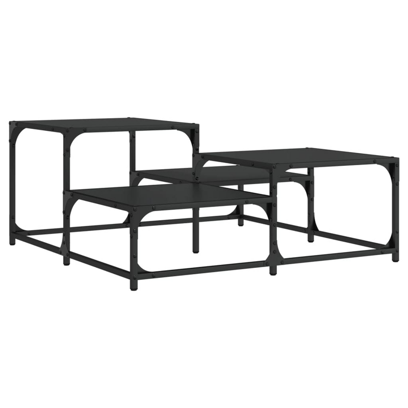 vidaXL Coffee Table Black 34.4"x34.4"x15.7" Engineered Wood