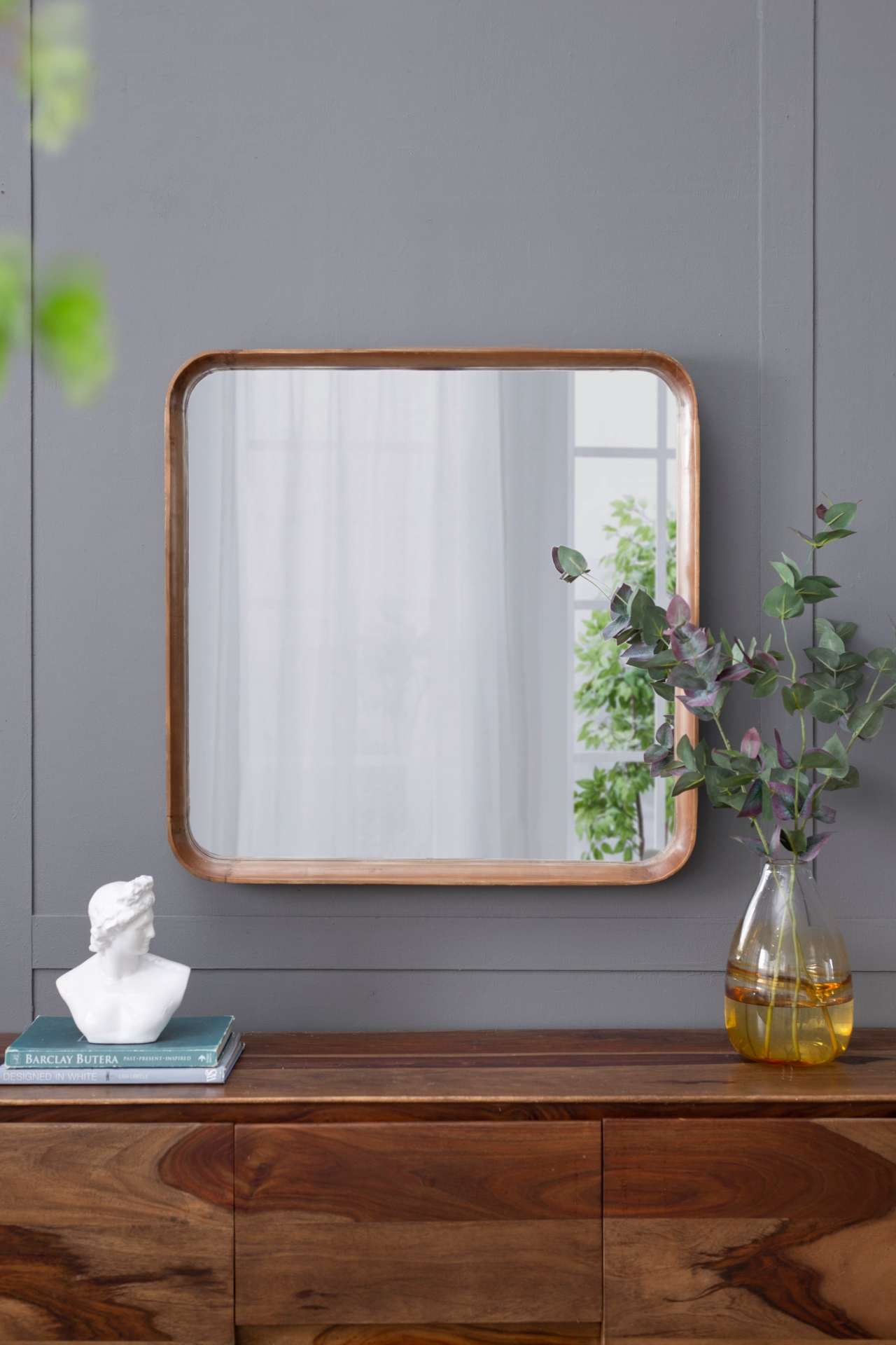 Horizon Square Light Wood Mirror