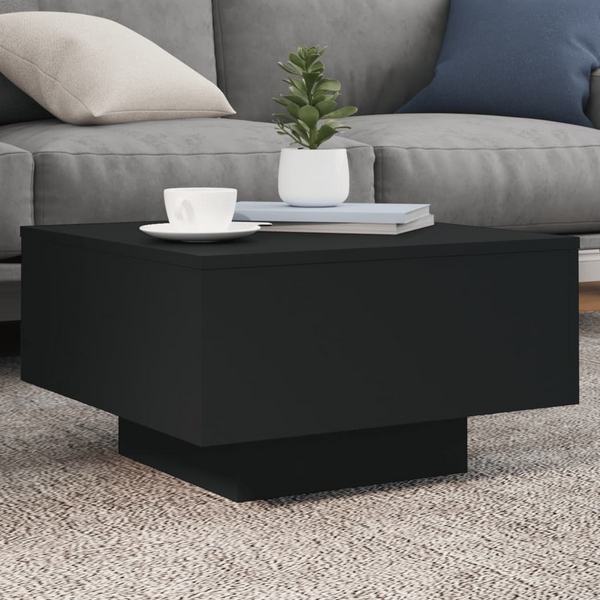 vidaXL Coffee Table Black 21.7"x21.7"x12.2" Engineered Wood