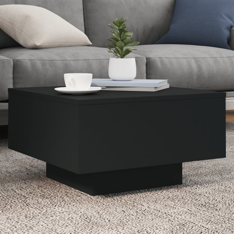 vidaXL Coffee Table Black 21.7"x21.7"x12.2" Engineered Wood
