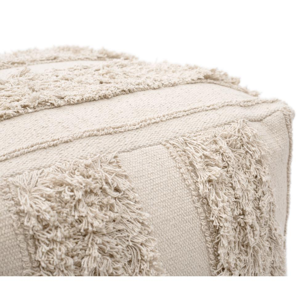 Woven Boho Ottoman - Beige