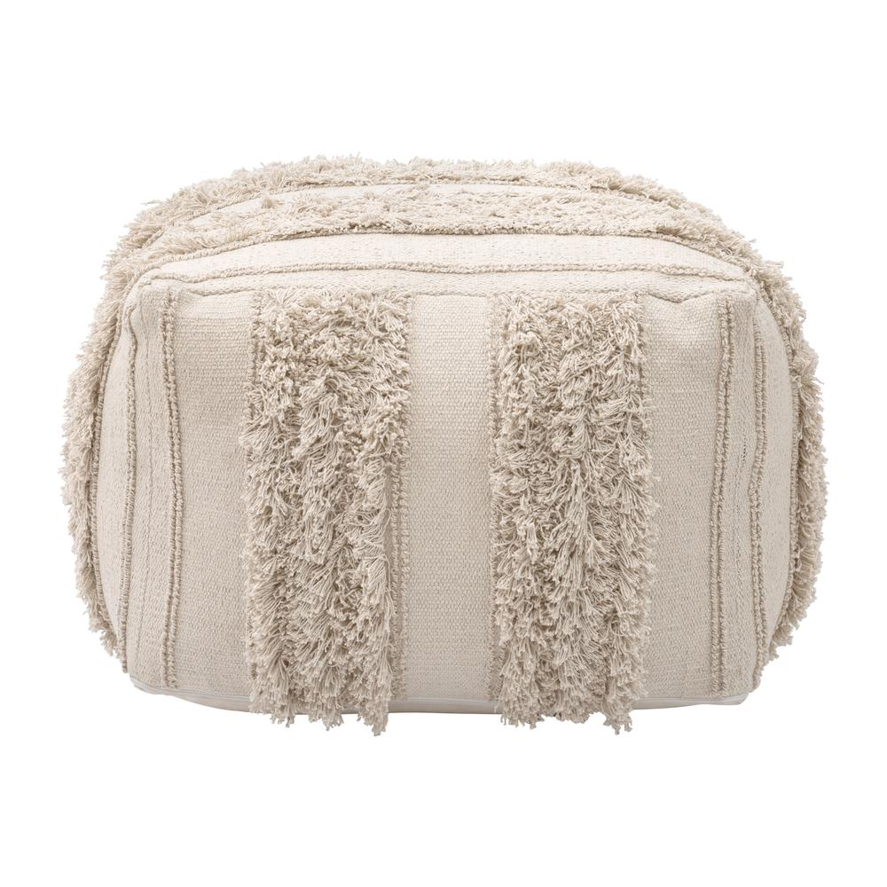 Woven Boho Ottoman - Beige