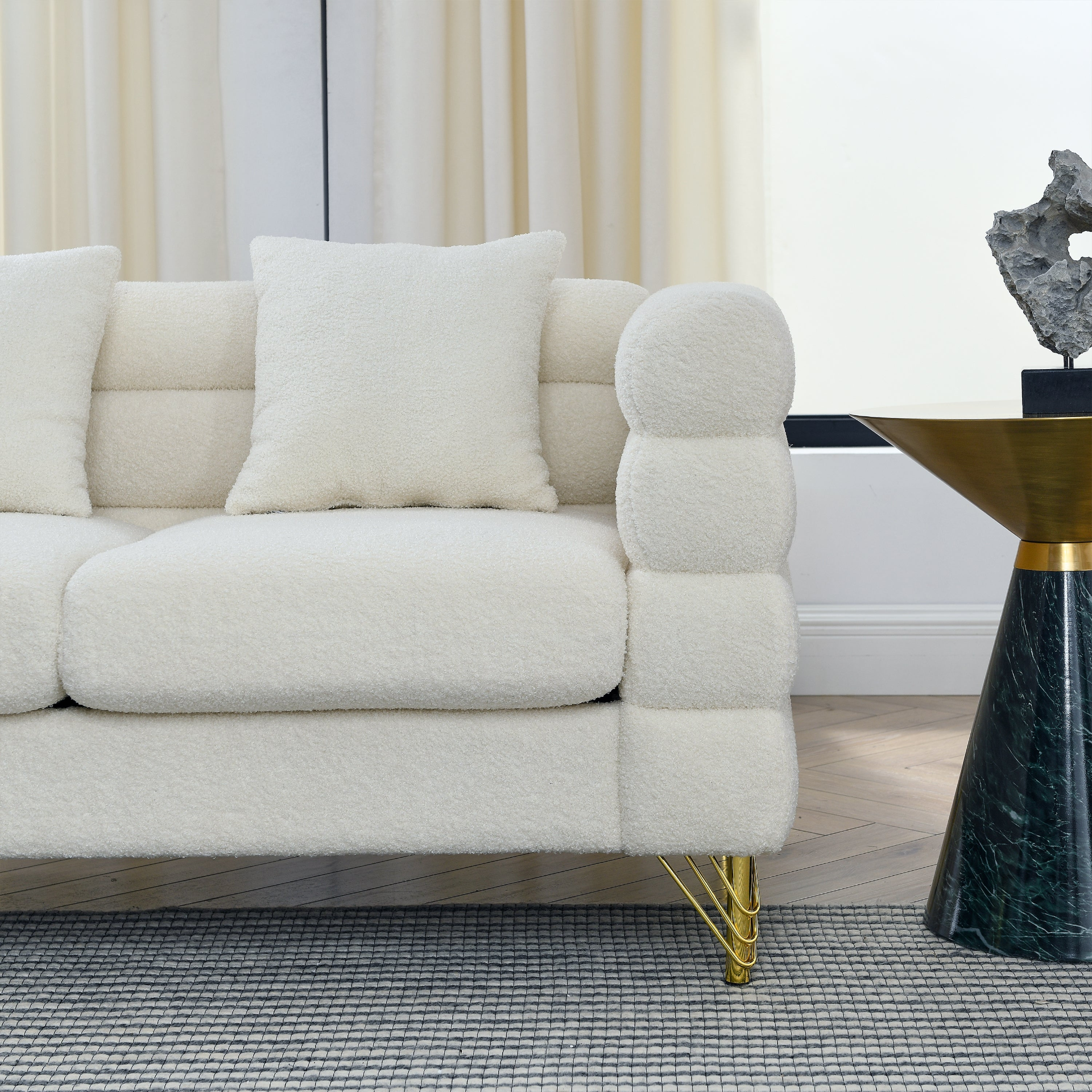 Ivory Teddy Deco Diplomat 3-Seater Sofa