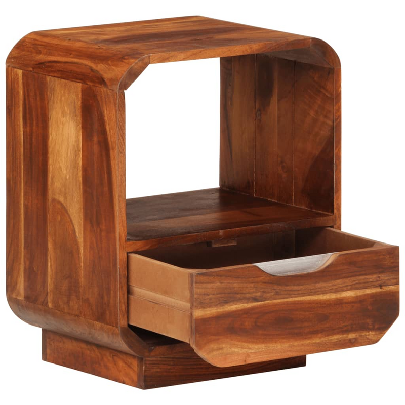 vidaXL Nightstand with Drawer 2 pcs Solid Sheesham Wood 15.7"x11.8"x19.7"