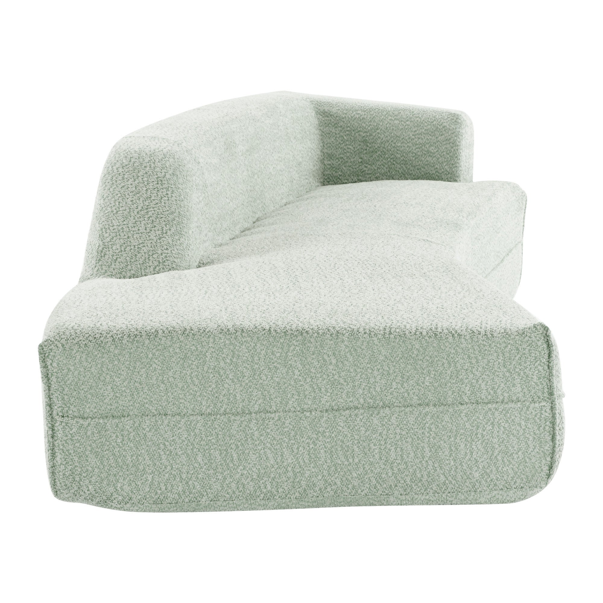 Seafoam Green Curved Boucle Chaise Lounge Sofa