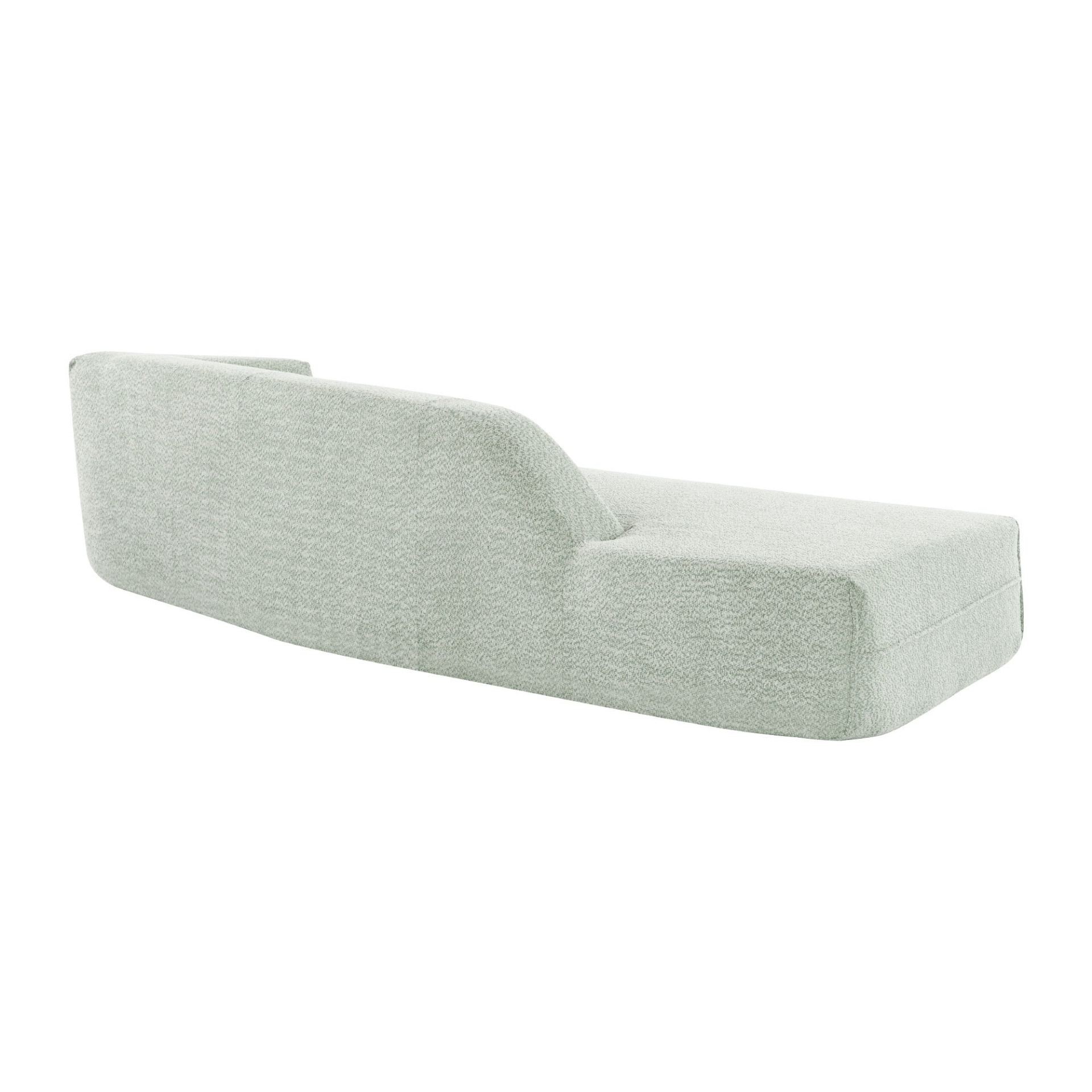 Seafoam Green Curved Boucle Chaise Lounge Sofa