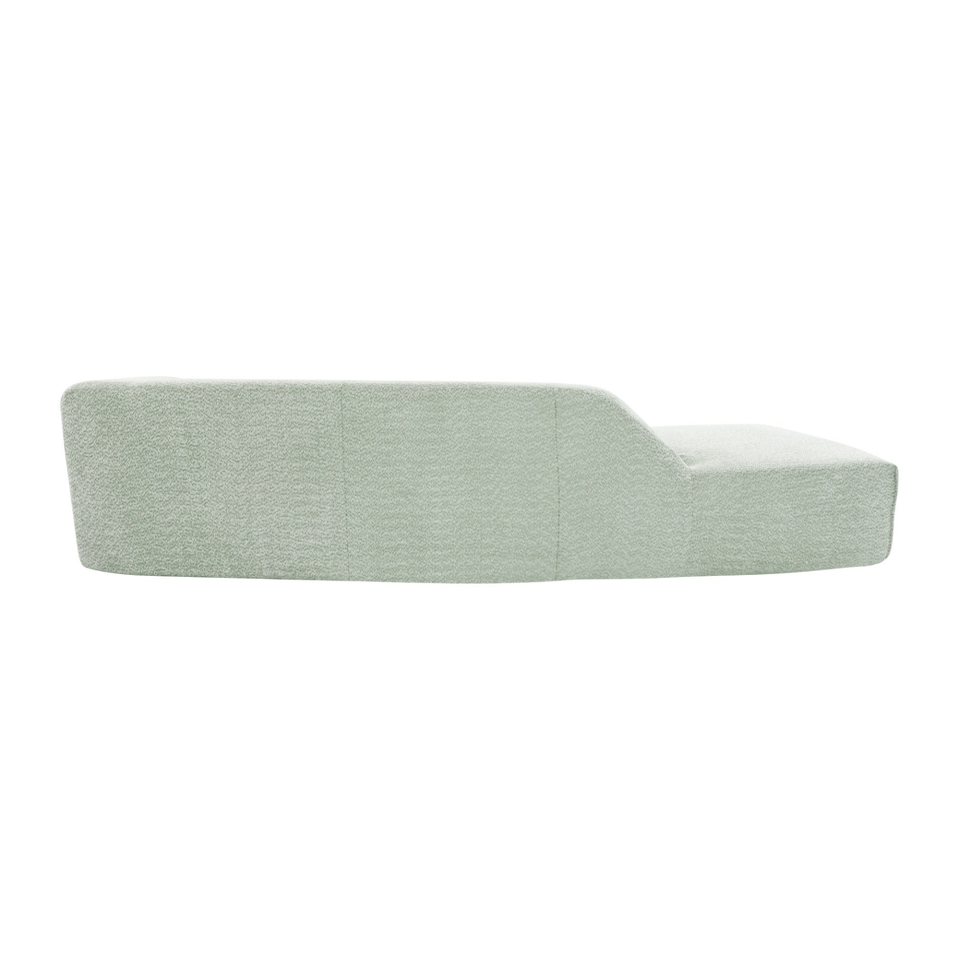 Seafoam Green Curved Boucle Chaise Lounge Sofa