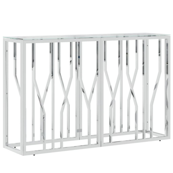 vidaXL Console Table 43.3"x11.8"x27.6" Stainless Steel and Glass