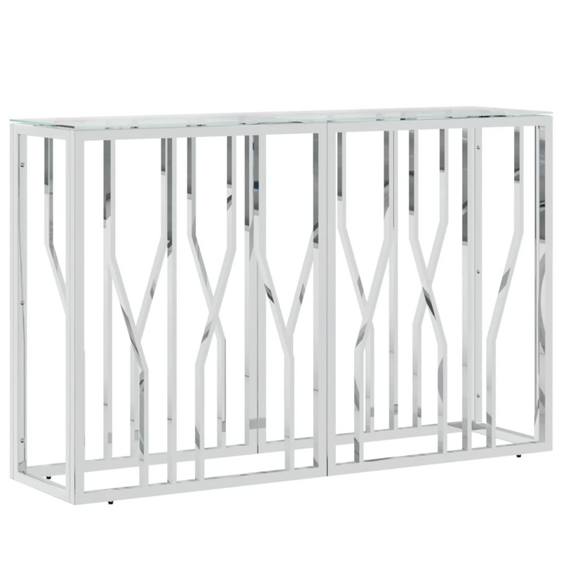vidaXL Console Table 43.3"x11.8"x27.6" Stainless Steel and Glass