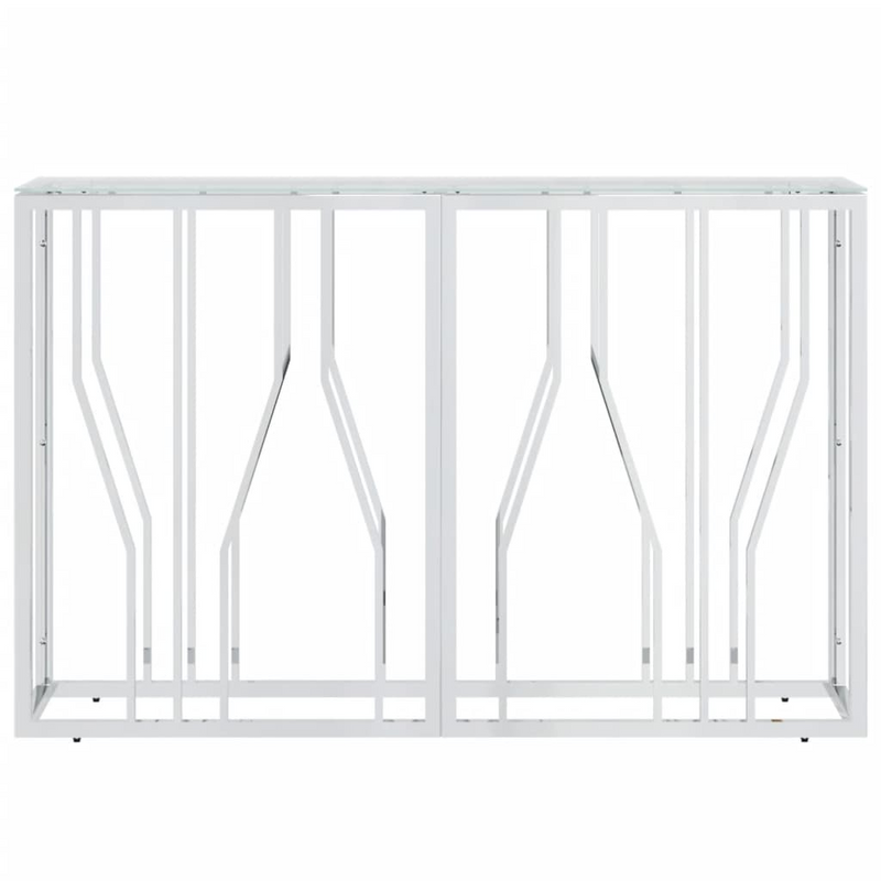 vidaXL Console Table 43.3"x11.8"x27.6" Stainless Steel and Glass