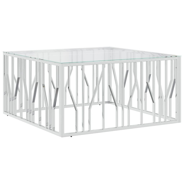 vidaXL Coffee Table 39.4"x39.4"x19.7" Stainless Steel and Glass