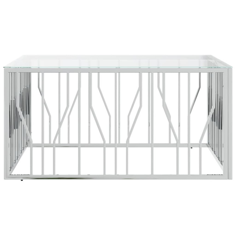 vidaXL Coffee Table 39.4"x39.4"x19.7" Stainless Steel and Glass
