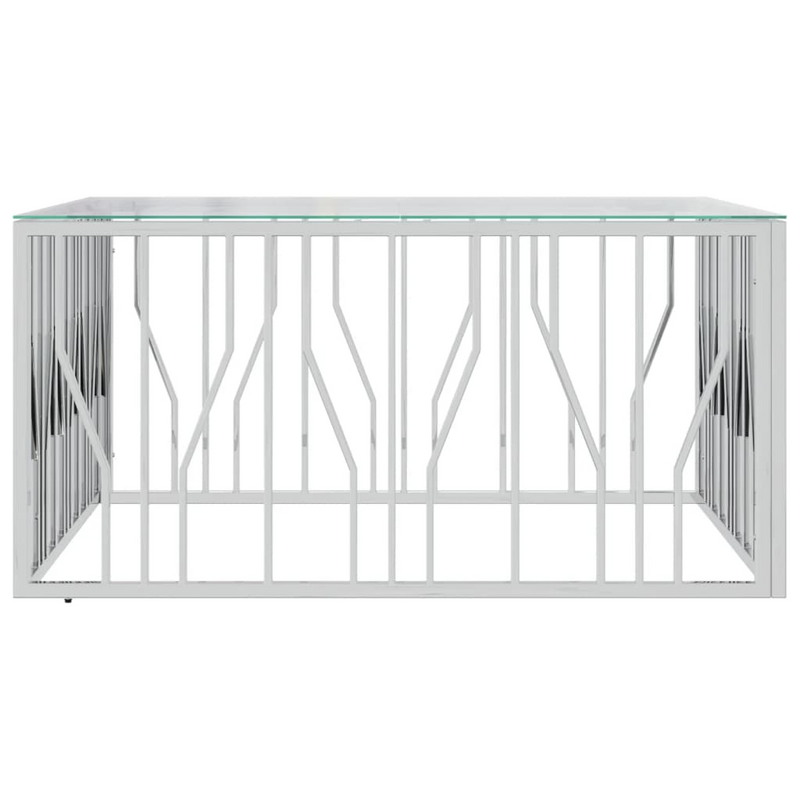 vidaXL Coffee Table 39.4"x39.4"x19.7" Stainless Steel and Glass