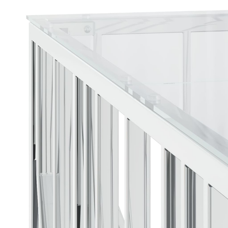 vidaXL Coffee Table 39.4"x39.4"x19.7" Stainless Steel and Glass