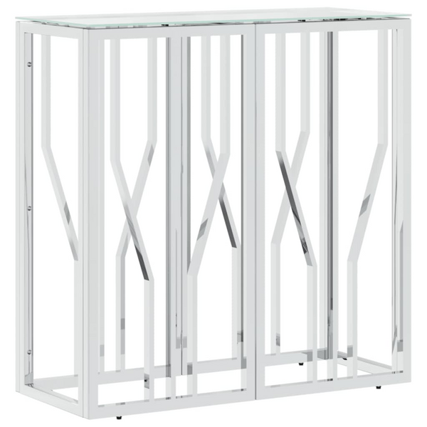 vidaXL Console Table 27.6"x11.8"x27.6" Stainless Steel and Glass