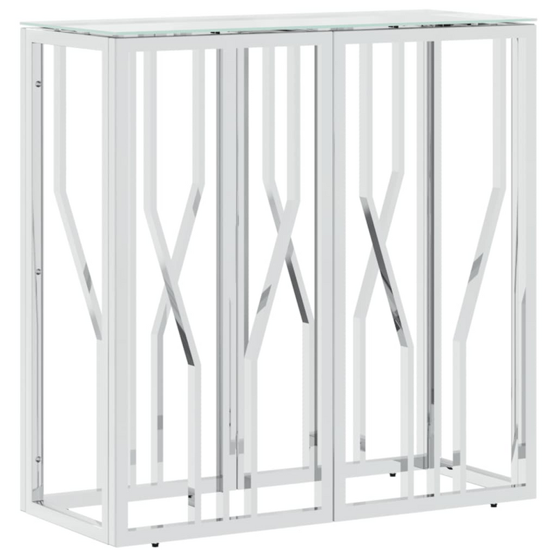 vidaXL Console Table 27.6"x11.8"x27.6" Stainless Steel and Glass
