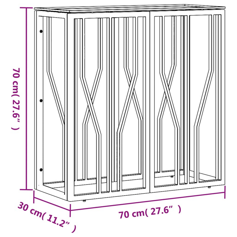 vidaXL Console Table 27.6"x11.8"x27.6" Stainless Steel and Glass