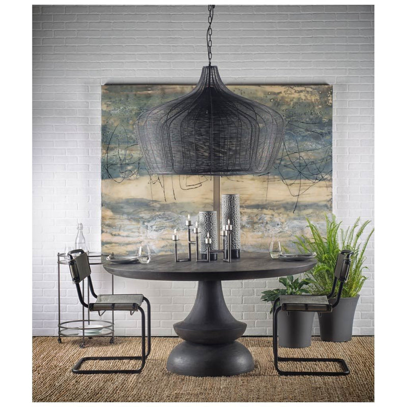 Grandiose 60" Round Charcoal Gray Dining Table with Sculpted Base-3