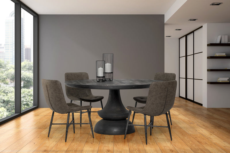 Grandiose 60" Round Charcoal Gray Dining Table with Sculpted Base-5