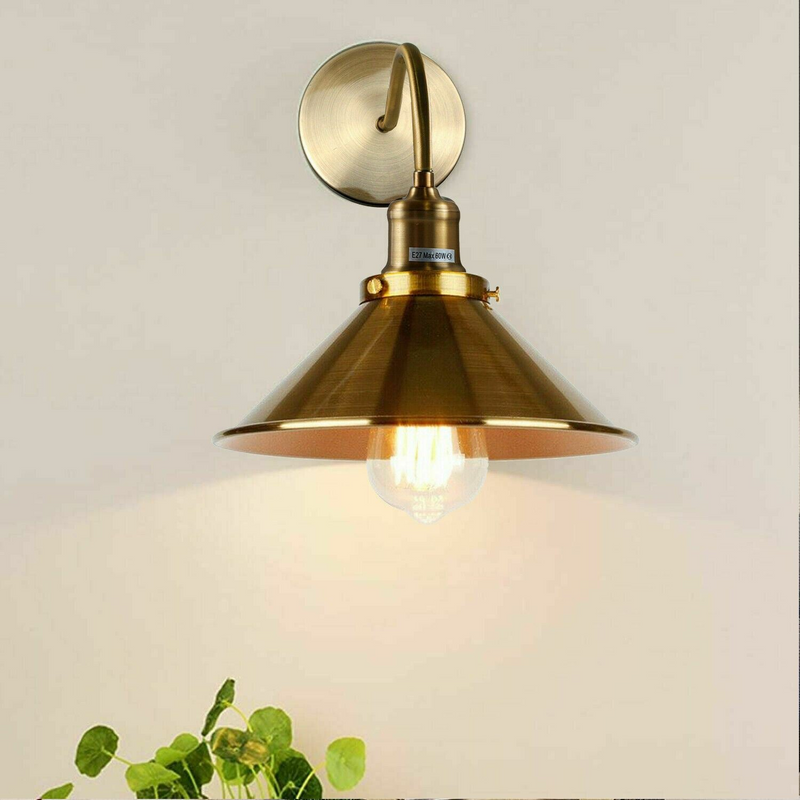 Retro Industrial Swan Neck Wall Light Indoor Sconce Metal Cone Shape Shade For Basement, Bedroom, Dining Room, Garage