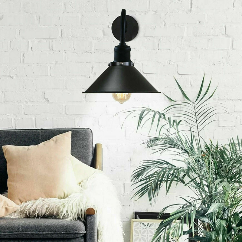 Retro Industrial Swan Neck Wall Light Indoor Sconce Metal Cone Shape Shade For Basement, Bedroom, Dining Room, Garage