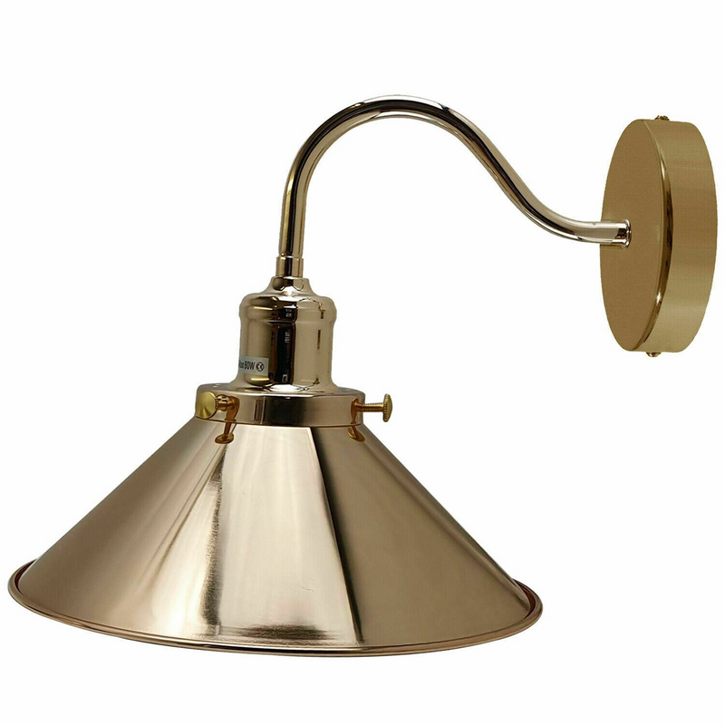 Retro Industrial Swan Neck Wall Light Indoor Sconce Metal Cone Shape Shade For Basement, Bedroom, Dining Room, Garage