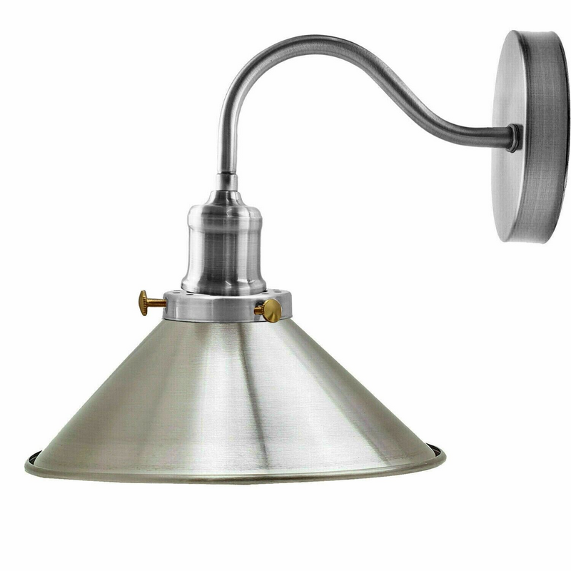 Retro Industrial Swan Neck Wall Light Indoor Sconce Metal Cone Shape Shade For Basement, Bedroom, Dining Room, Garage