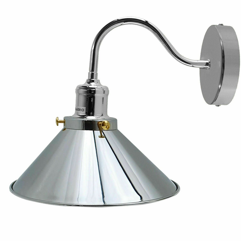 Retro Industrial Swan Neck Wall Light Indoor Sconce Metal Cone Shape Shade For Basement, Bedroom, Dining Room, Garage