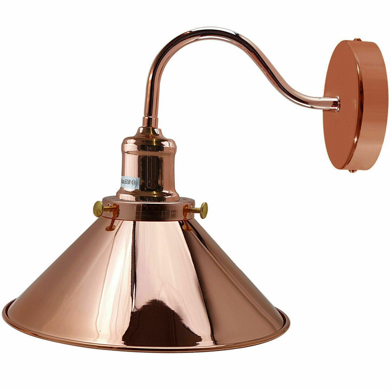 Retro Industrial Swan Neck Wall Light Indoor Sconce Metal Cone Shape Shade For Basement, Bedroom, Dining Room, Garage