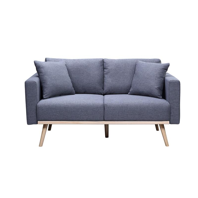 Easton Dark Gray Linen Fabric Sofa Loveseat Living Room Set w/ USB Charging Ports Pockets & Pillows
