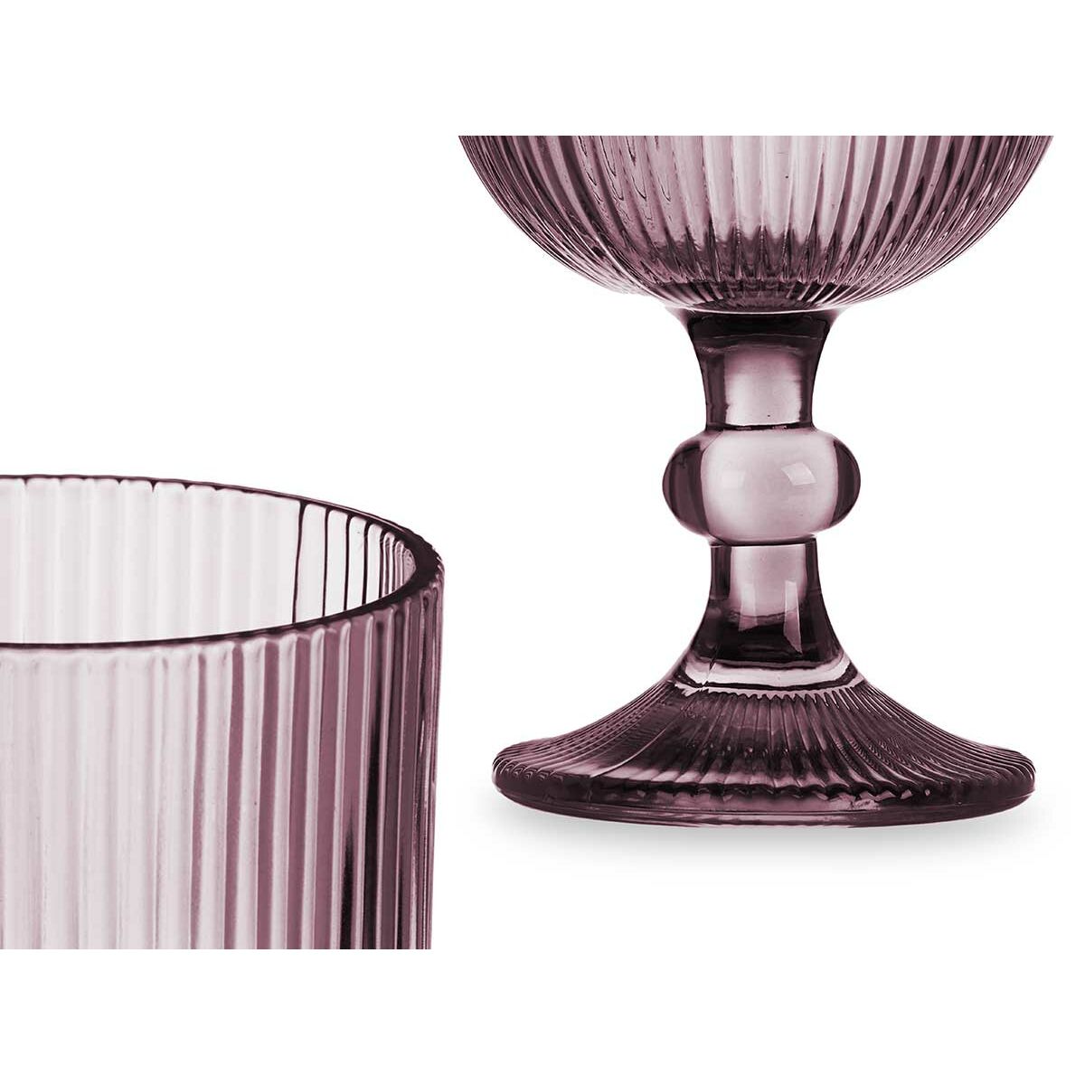 Elodie Grey Striped Wine Glass Set-1