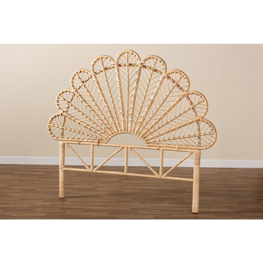 Peacock Plume Rattan Standalone Queen Headboard