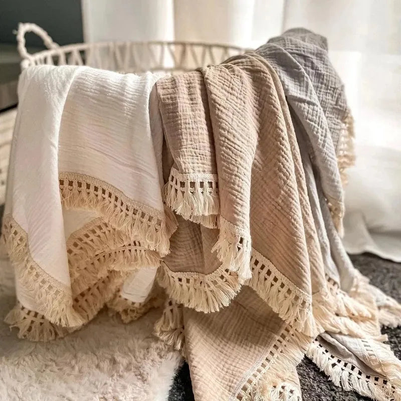 Newborn Baby Tassel Blanket