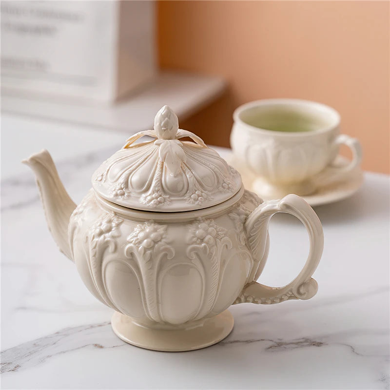 Imperial Relief Ceramic Tea Ensemble