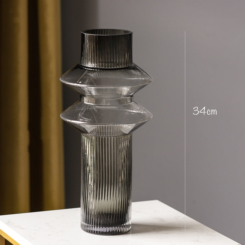 Black Luxe Ribbed Glass Vases