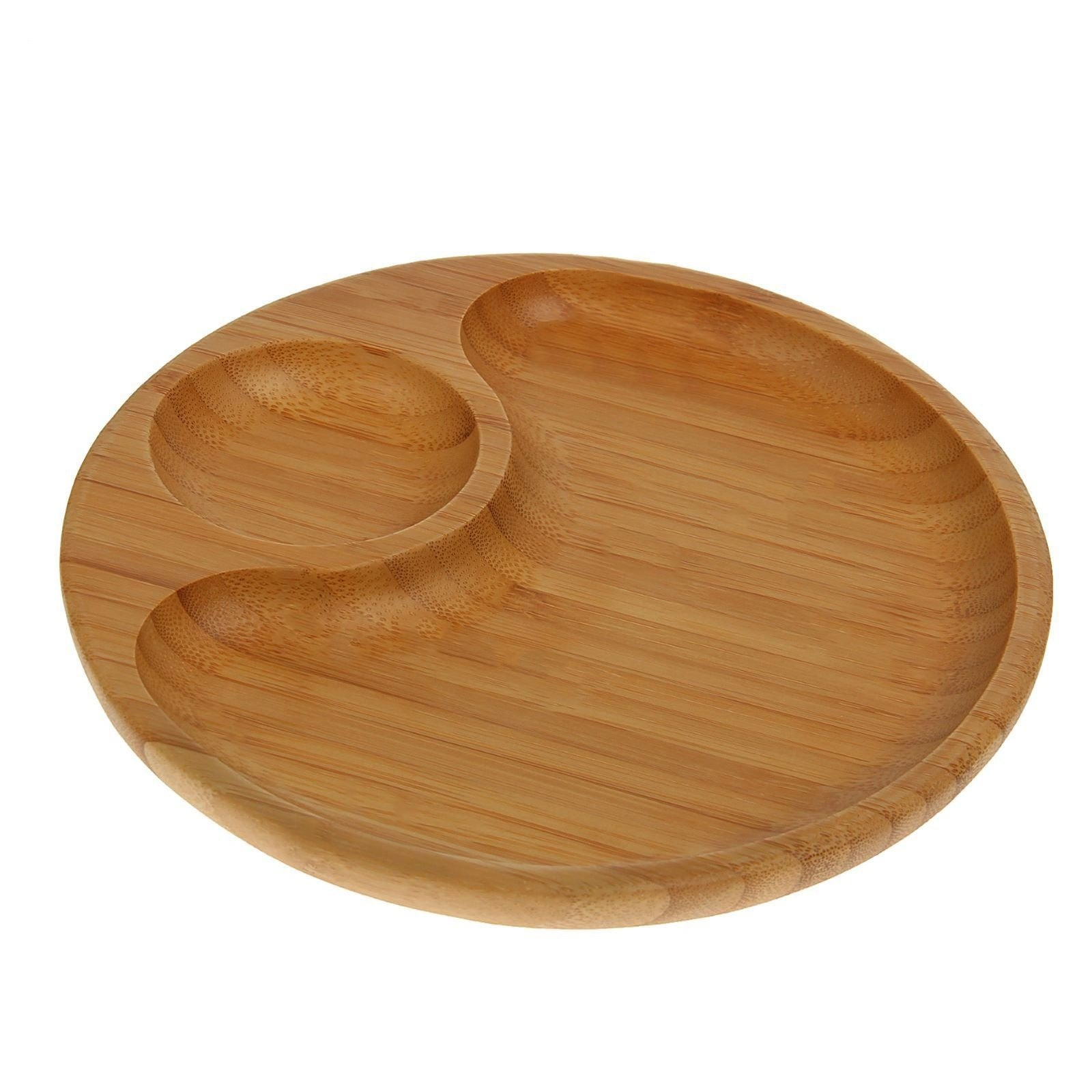 WILMAX Bamboo Round 2 Section Platter 10" | For Appetizers / Barbecue / Burger Sliders
