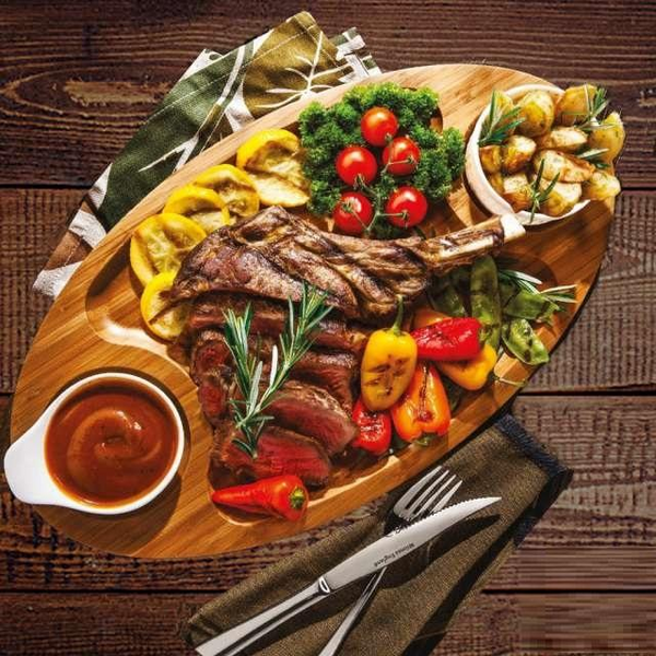 Bamboo 3 Section Platter 18" X 10" |For Appetizers / Barbecue / Burger Sliders