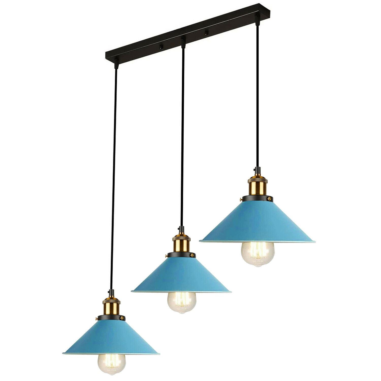 LEDSONE Industrial Vintage Pendant Light with 3 Head Cones