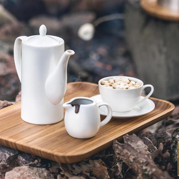 WILMAX 15-pc. Porcelain Coffee Entertaining Set with Bamboo Tray