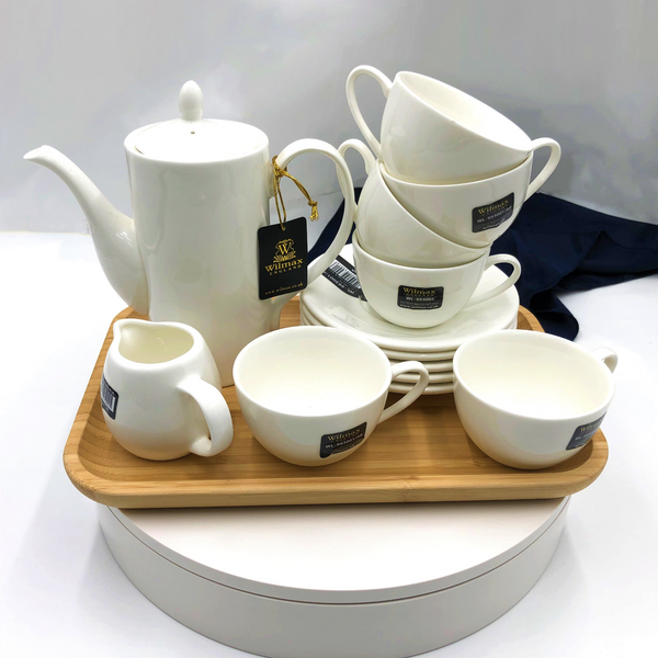 WILMAX 15-pc. Porcelain Coffee Entertaining Set with Bamboo Tray
