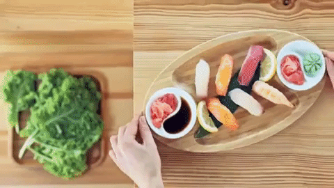 Bamboo 3 Section Platter 18" X 10" |For Appetizers / Barbecue / Burger Sliders