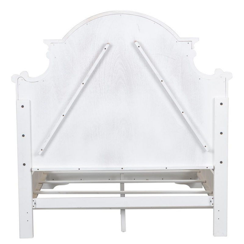 King Panel Bed Antique White Finish