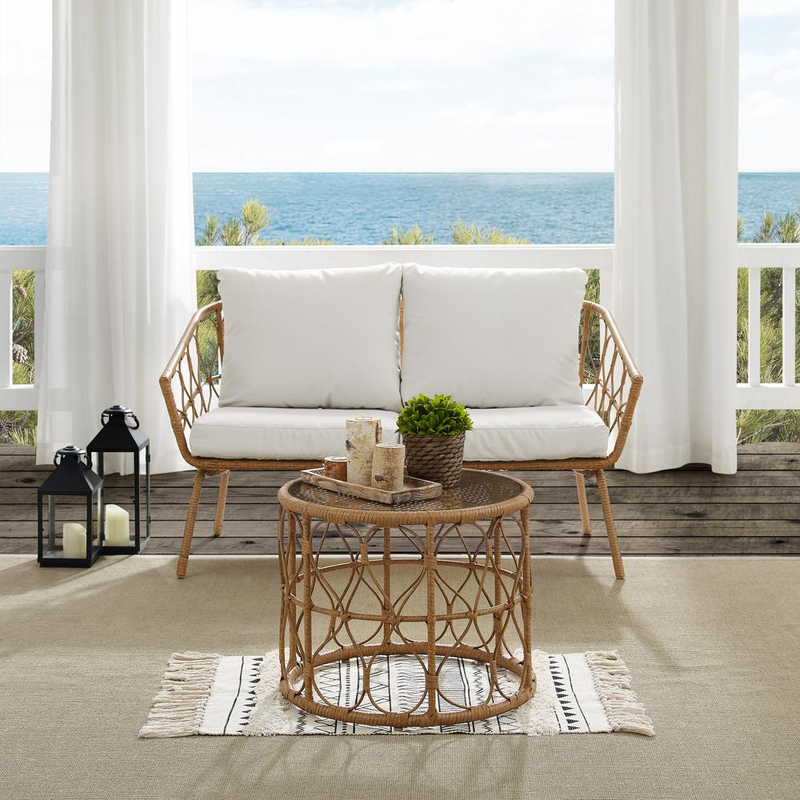 Juniper 2-Pc. Creme/Natural Outdoor Wicker Conversation Set