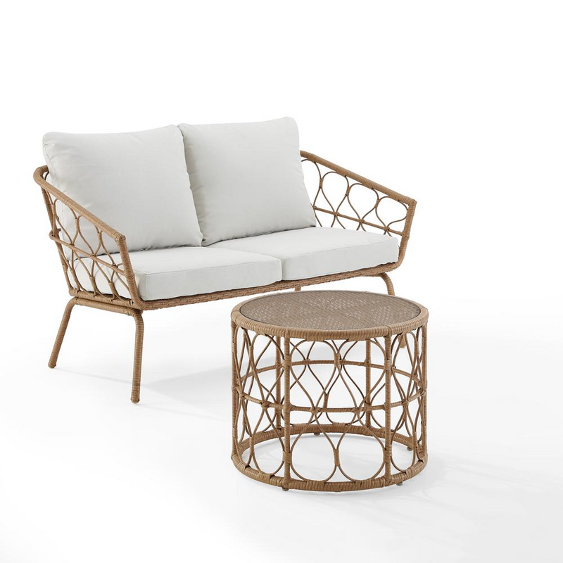 Juniper 2-Pc. Creme/Natural Outdoor Wicker Conversation Set