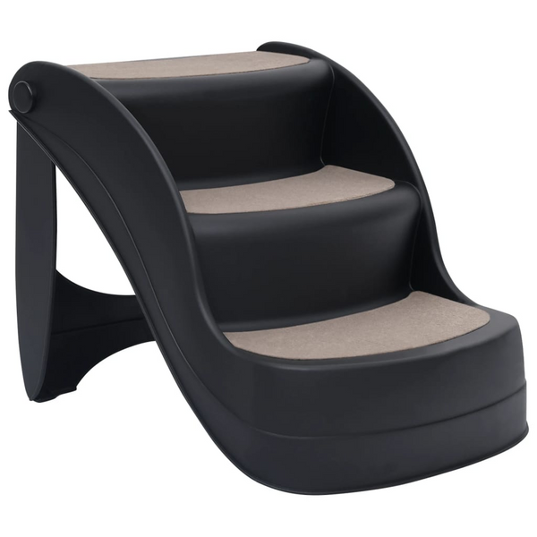 vidaXL Folding 3-Step Dog Stairs- Black