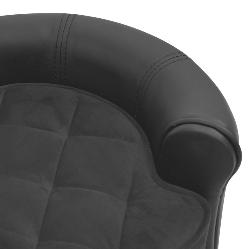 vidaXL Dark Gray Plush and Faux Leather Dog Sofa | 18.9"x18.9"x12.6"