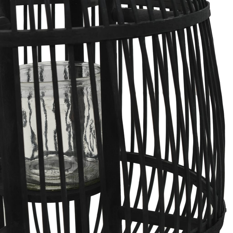 Freestanding Candle Lantern Holder Bamboo Black